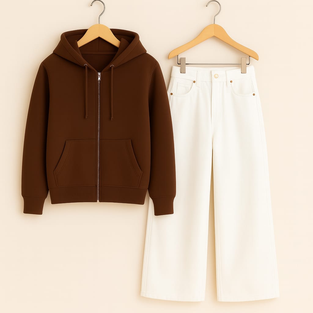 Zipper with Wide Leg Jeans