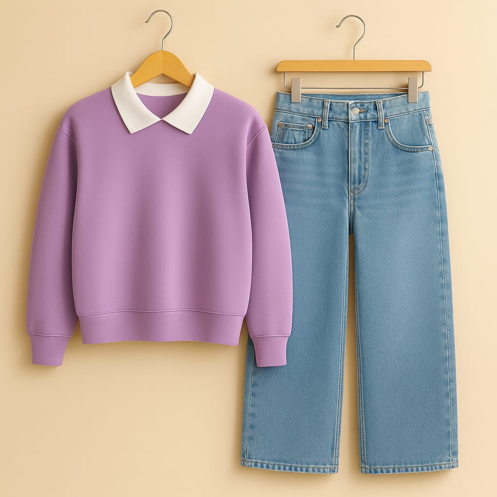Collar sweatshirt with jeans