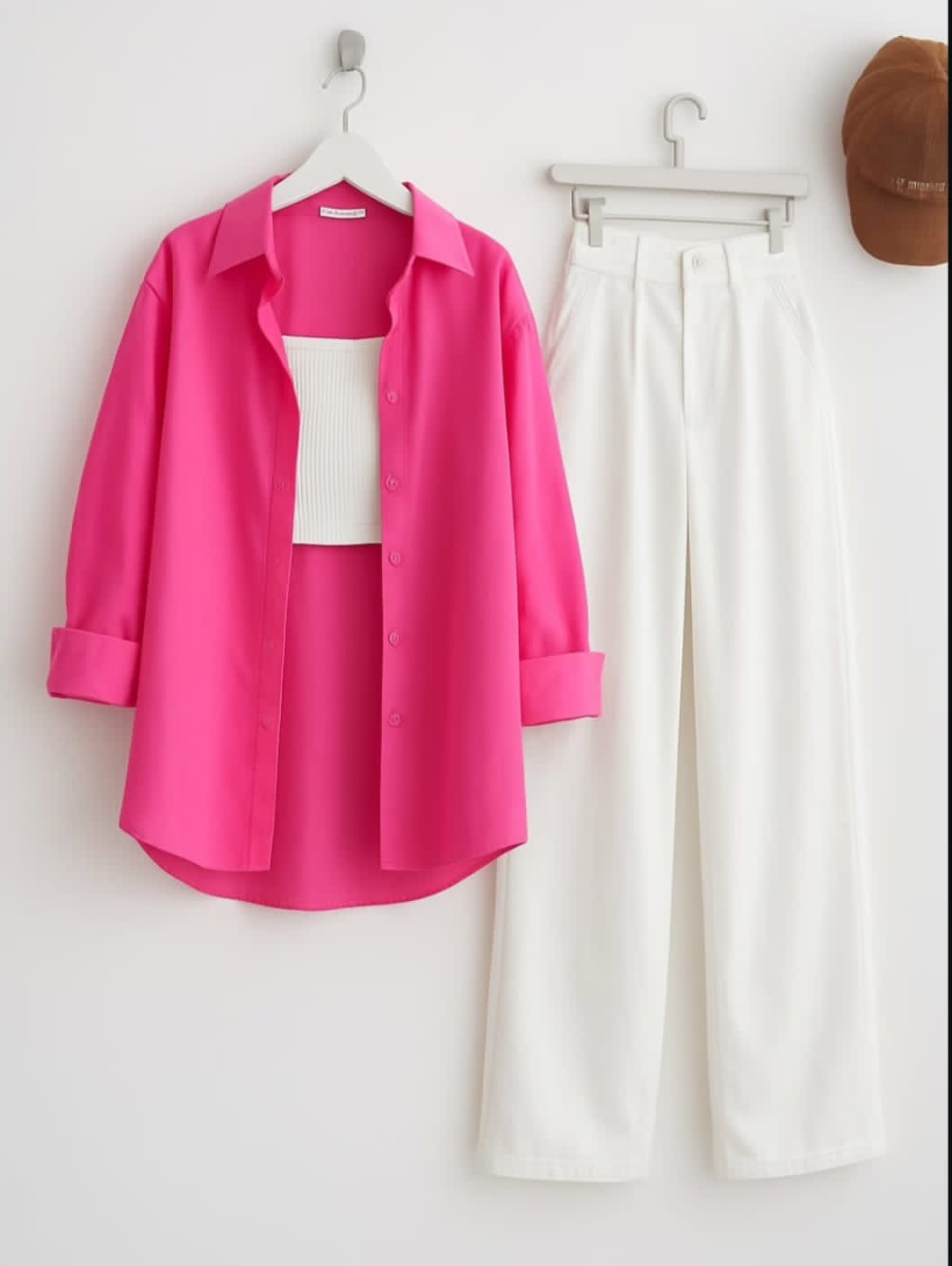 BUTTON DOWN SHIRT WITH WIDE LEG JEANS