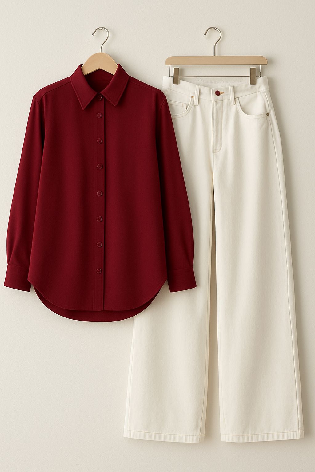 BUTTON DOWN SHIRT WITH WIDE LEG JEANS