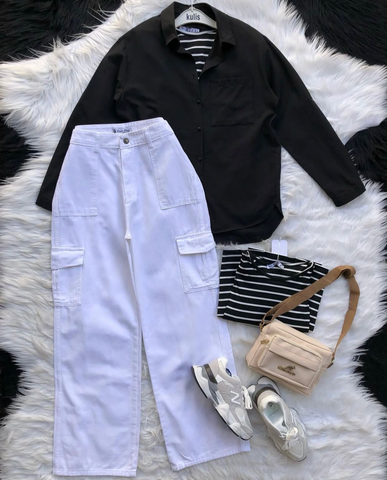 BUTTON DOWN SHIRT WITH CARGO JEANS