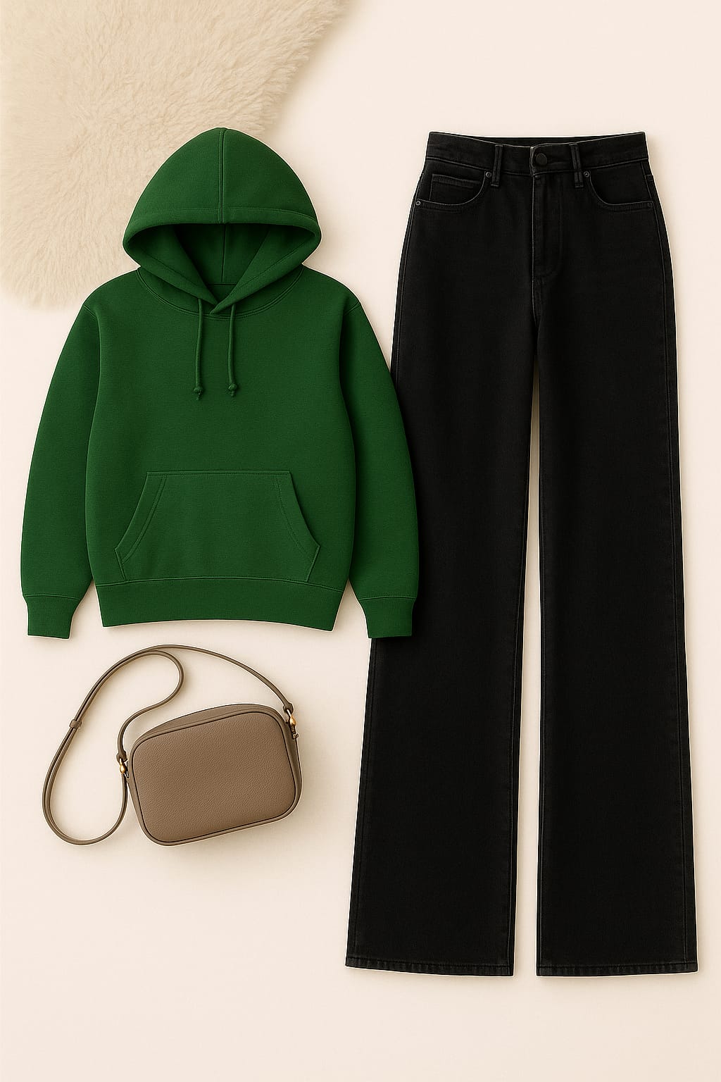 Hoodie With Black Wide Leg Jeans
