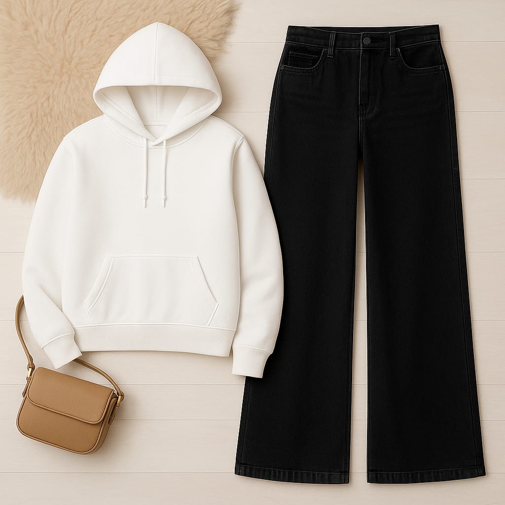 Hoodie With Black Wide Leg Jeans