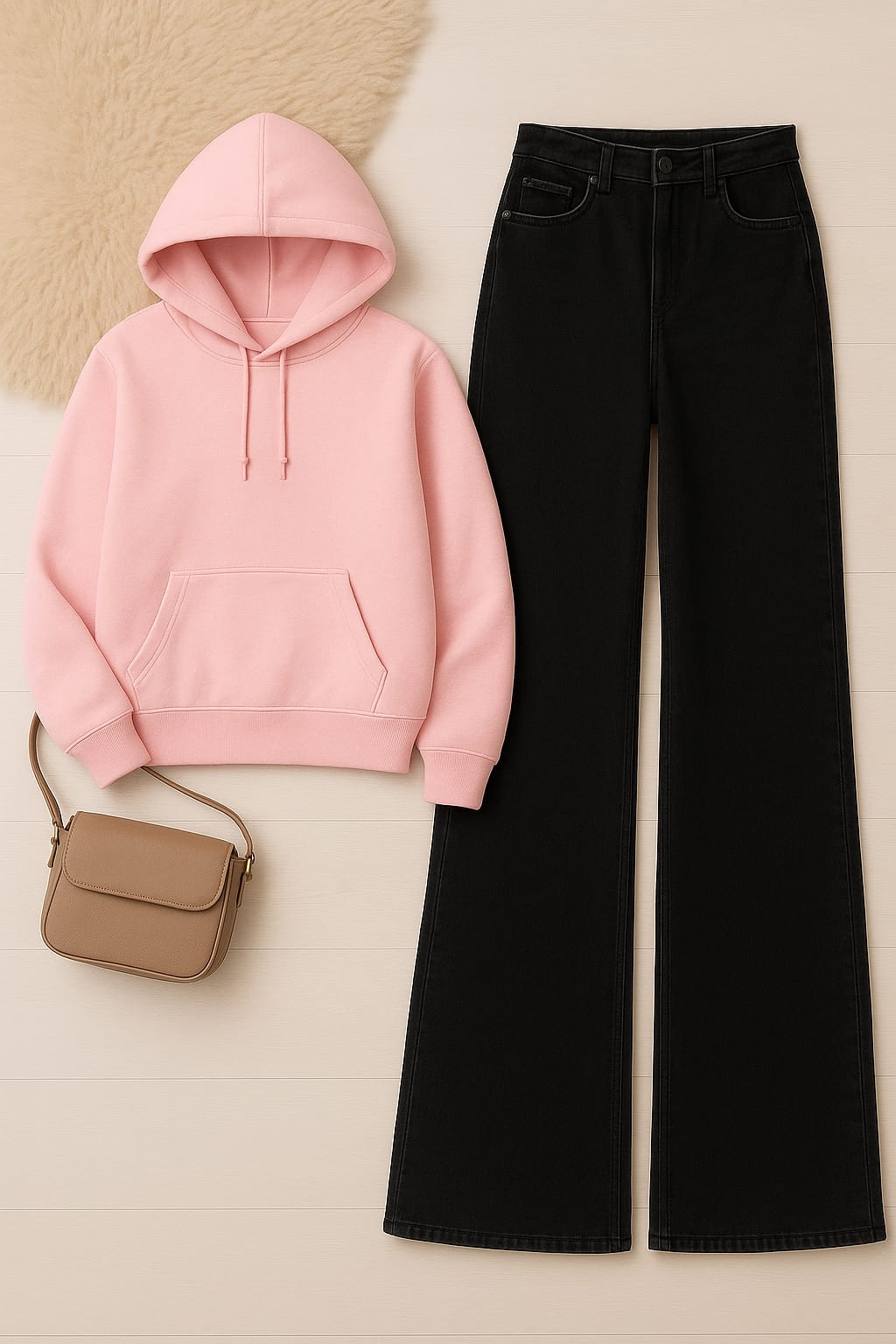 Hoodie With Black Wide Leg Jeans