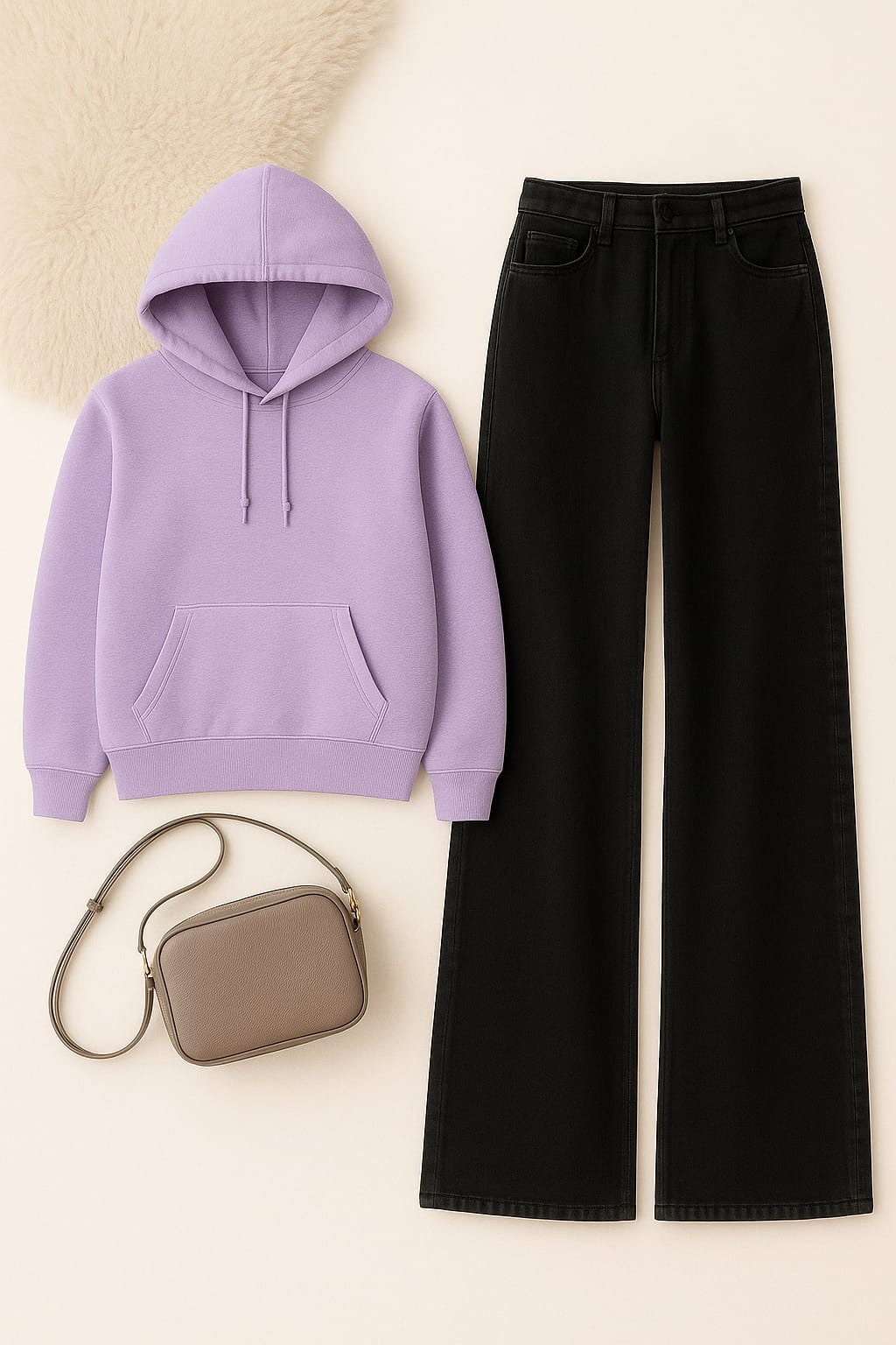 Hoodie With Black Wide Leg Jeans
