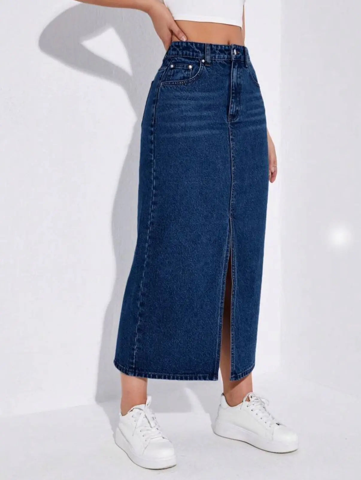 Denim Skirts For Women's-Dark Blue