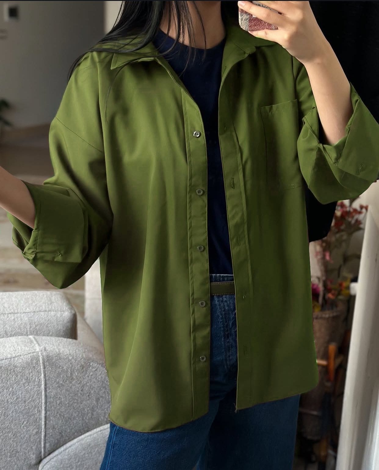 Olive Green Button Down Shirt