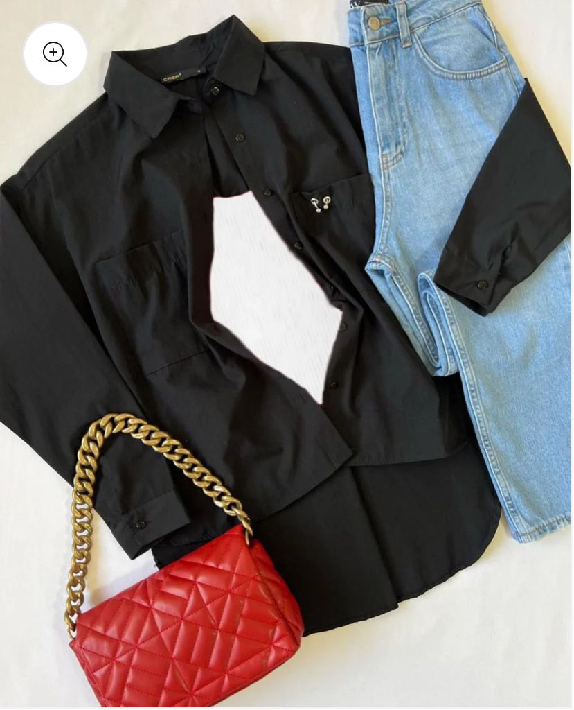 BUTTON DOWN SHIRT WITH WIDE LEG JEANS
