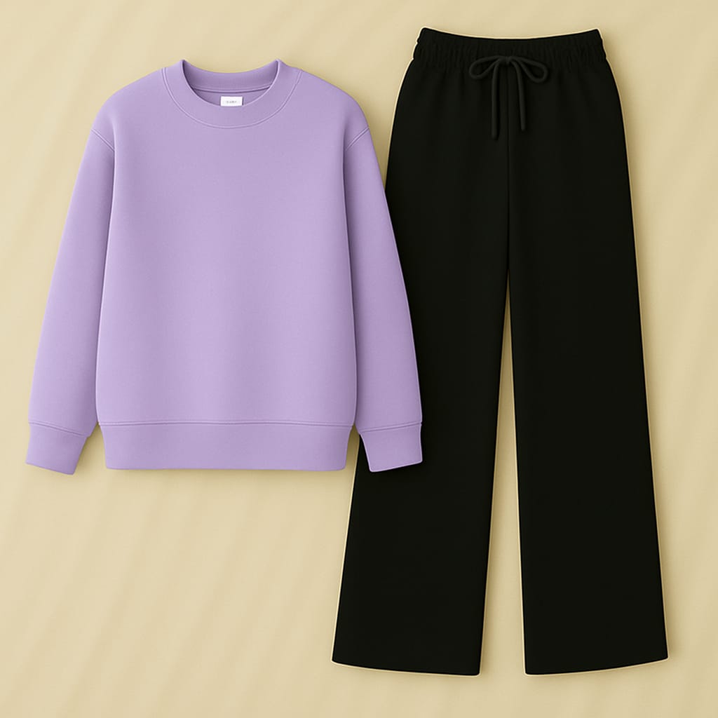 Lilac Sweatshirt With Black Flapper
