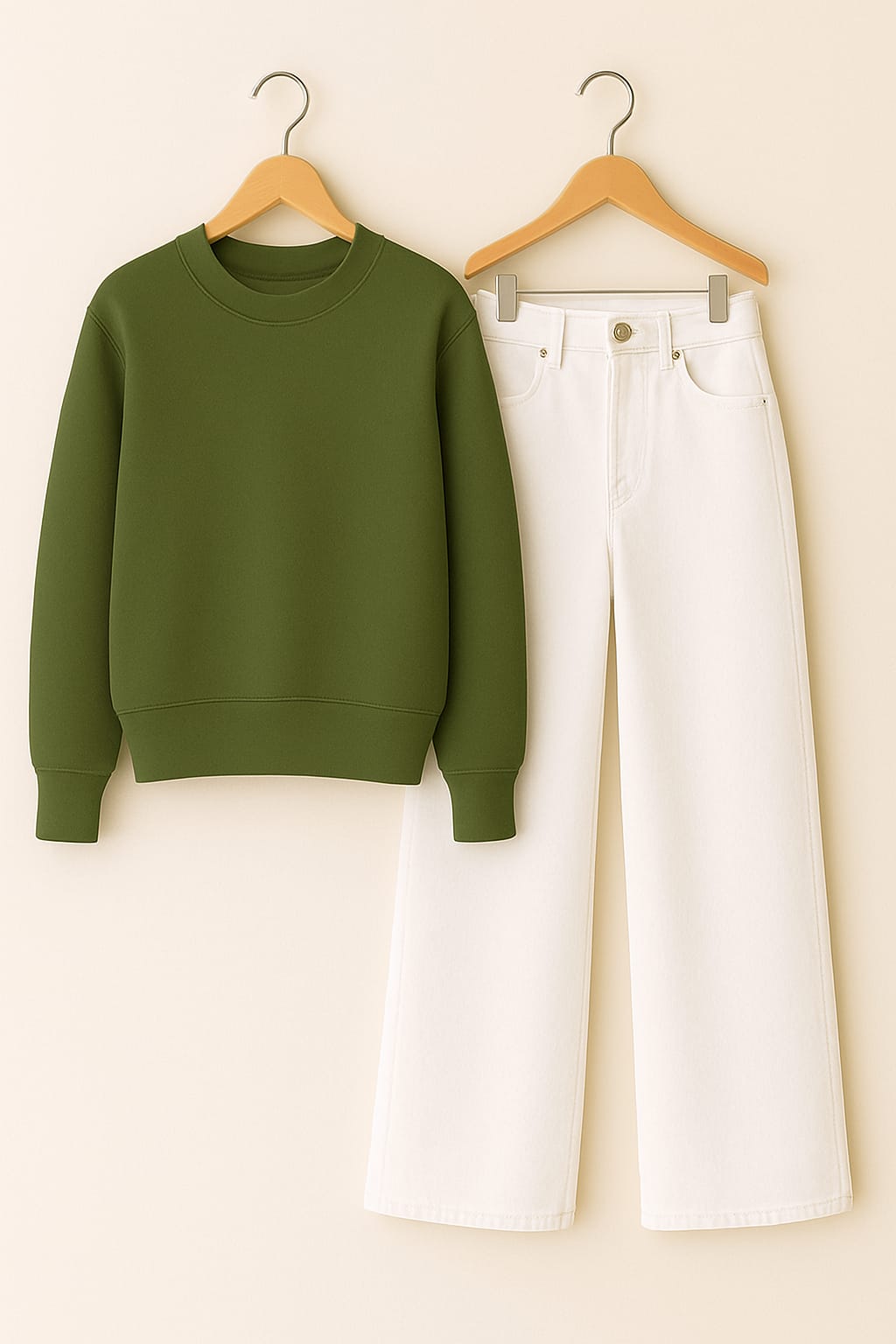 Sweatshirt With White Wide Leg Jeans