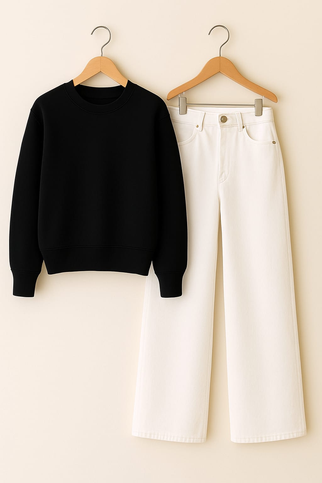 Sweatshirt With White Wide Leg Jeans