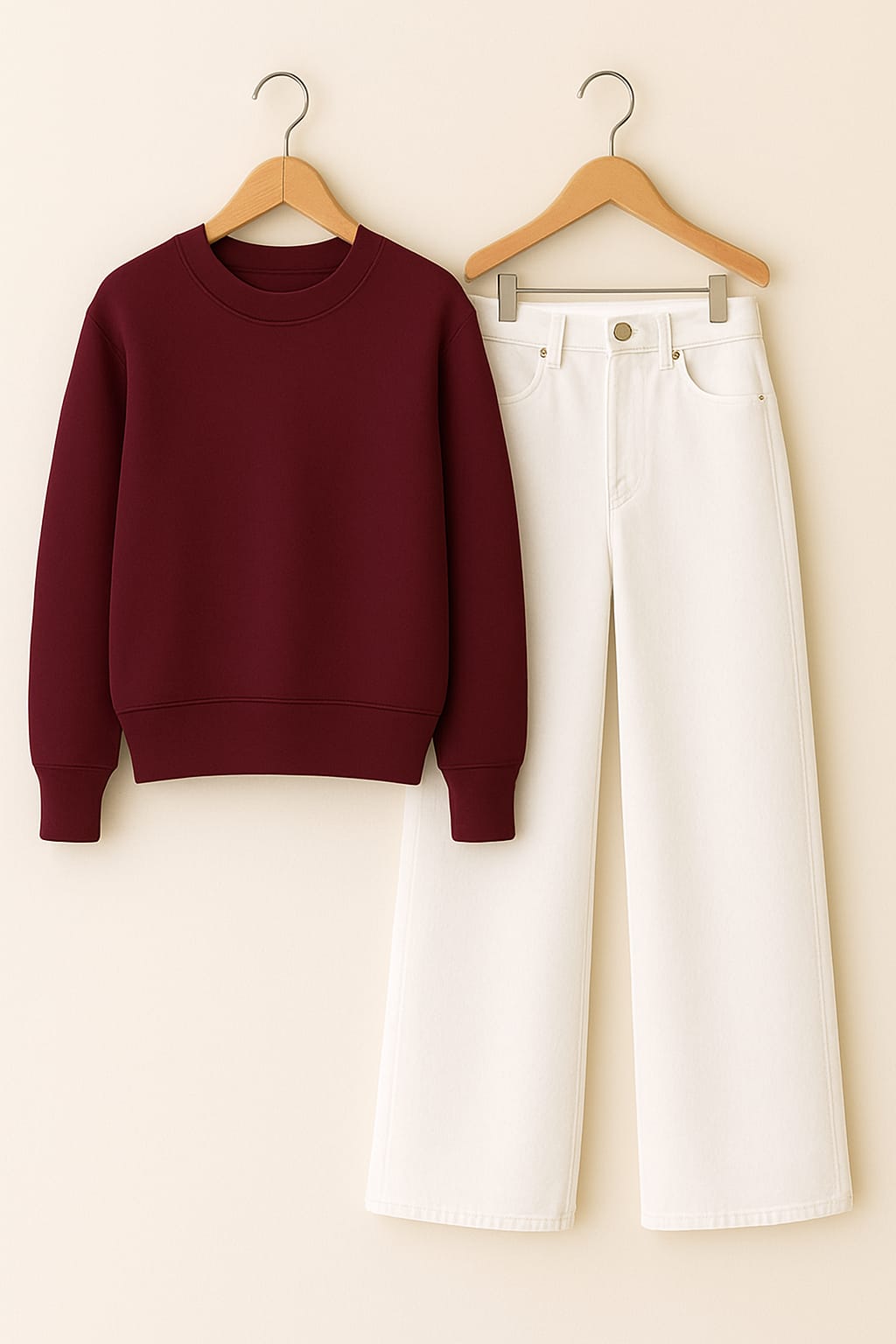 Sweatshirt With White Wide Leg Jeans