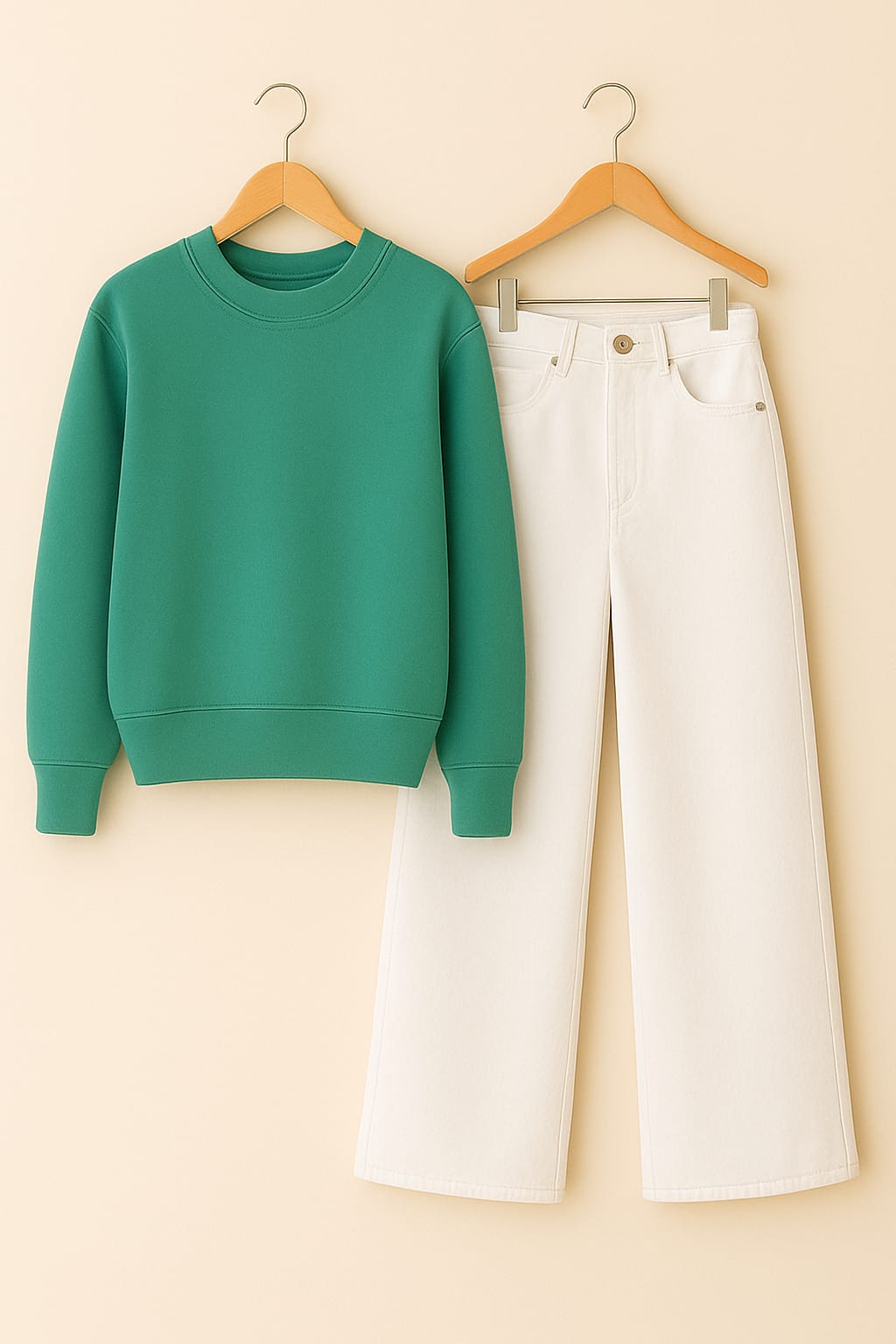 Sweatshirt With White Wide Leg Jeans