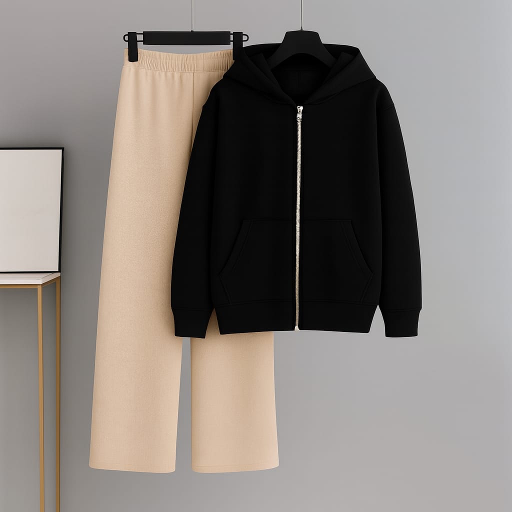 Zipper Hoodie With Flapper