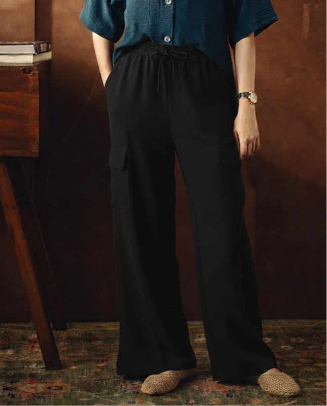 Black Cargo Flapper Trousers