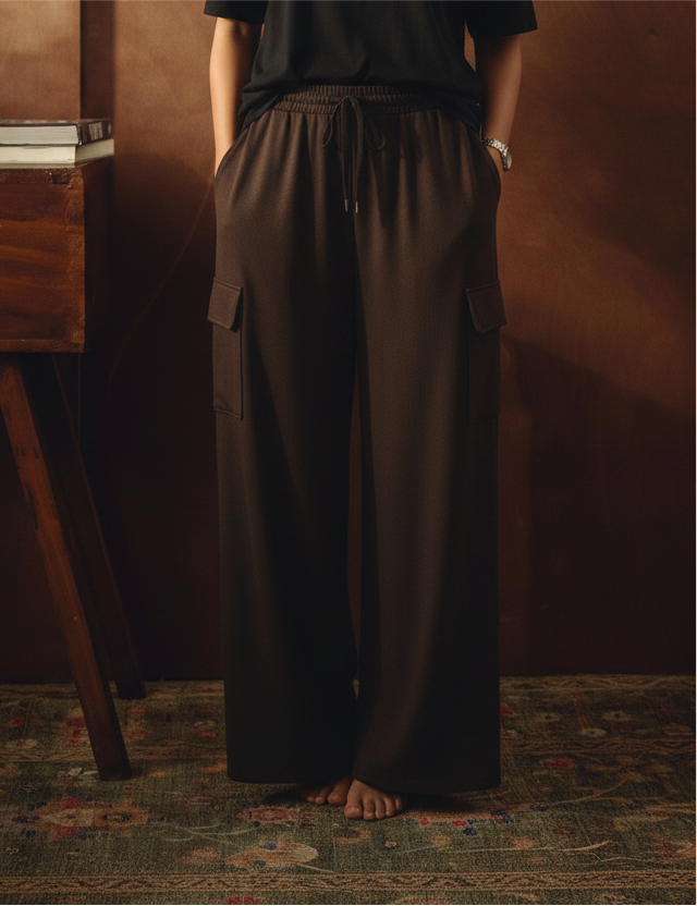 Brown Cargo Flapper Trousers
