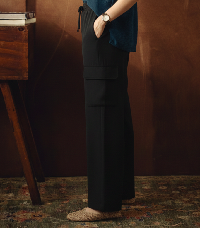 Black Cargo Flapper Trousers