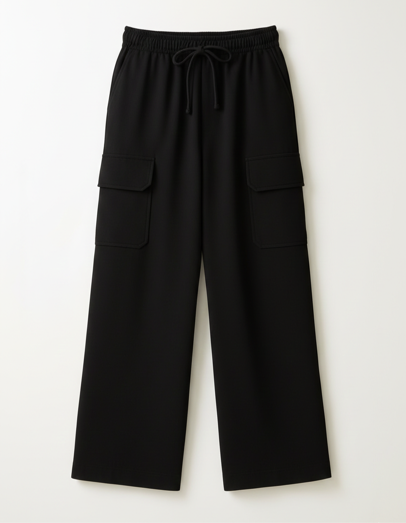 Black Cargo Flapper Trousers