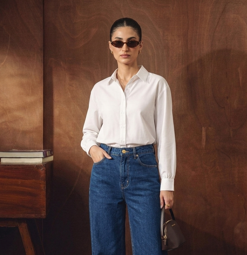 WHITE BUTTON DOWN SHIRT