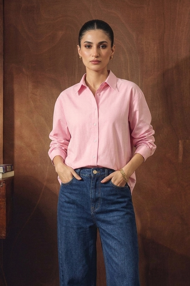 BABY PINK BUTTON DOWN SHIRT