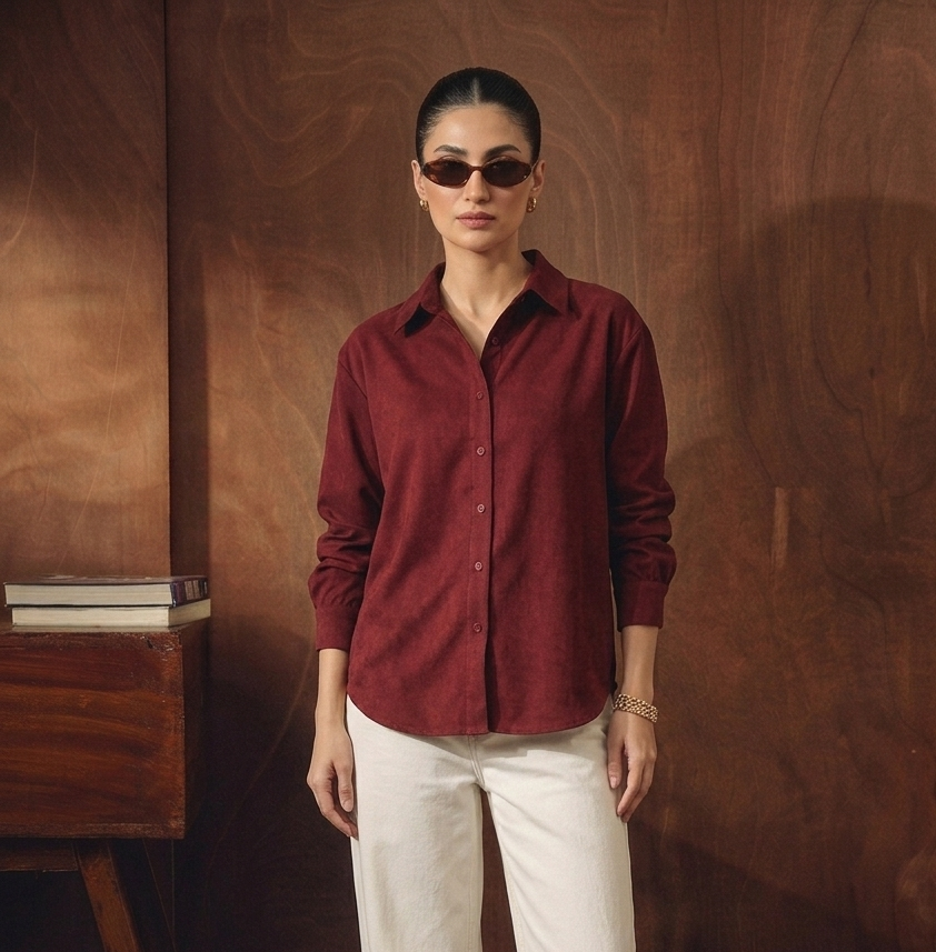 MAROON BUTTON DOWN SHIRT