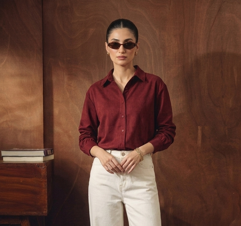 MAROON BUTTON DOWN SHIRT