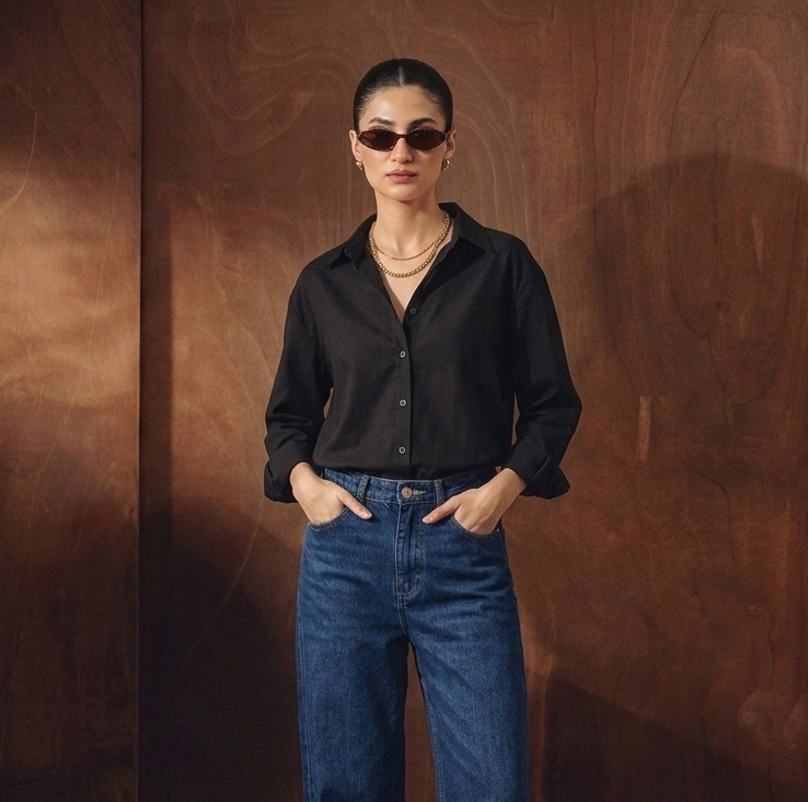 BLACK BUTTON DOWN SHIRT