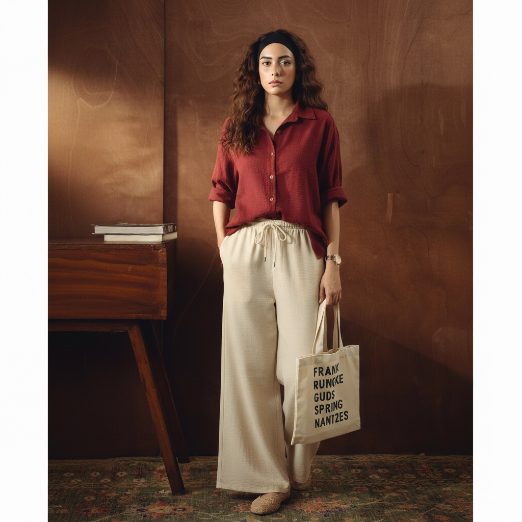 MAROON BUTTON DOWN SHIRT WITH BEIGE FLAPPER TROUSER