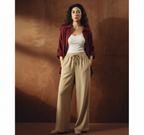 Maroon Button Down Shirt With White Inner & Beige Flapper Trouser