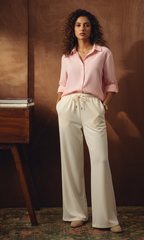 BABYPINK BUTTON DOWN SHIRT WITH WHITE FLAPPER TROUSER