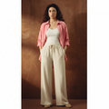 Baby Pink Button Down Shirt With White Inner & White Flapper Trouser