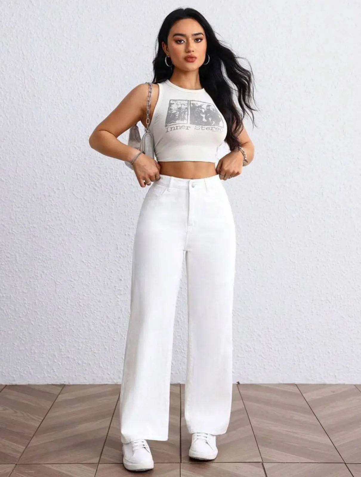 White Minimalist Wide-Leg Jeans