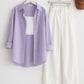 BUTTON DOWN SHIRT WITH WIDE LEG JEANS
