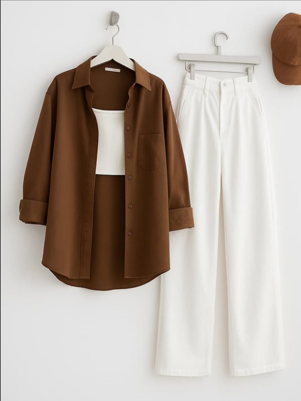 BUTTON DOWN SHIRT WITH WIDE LEG JEANS