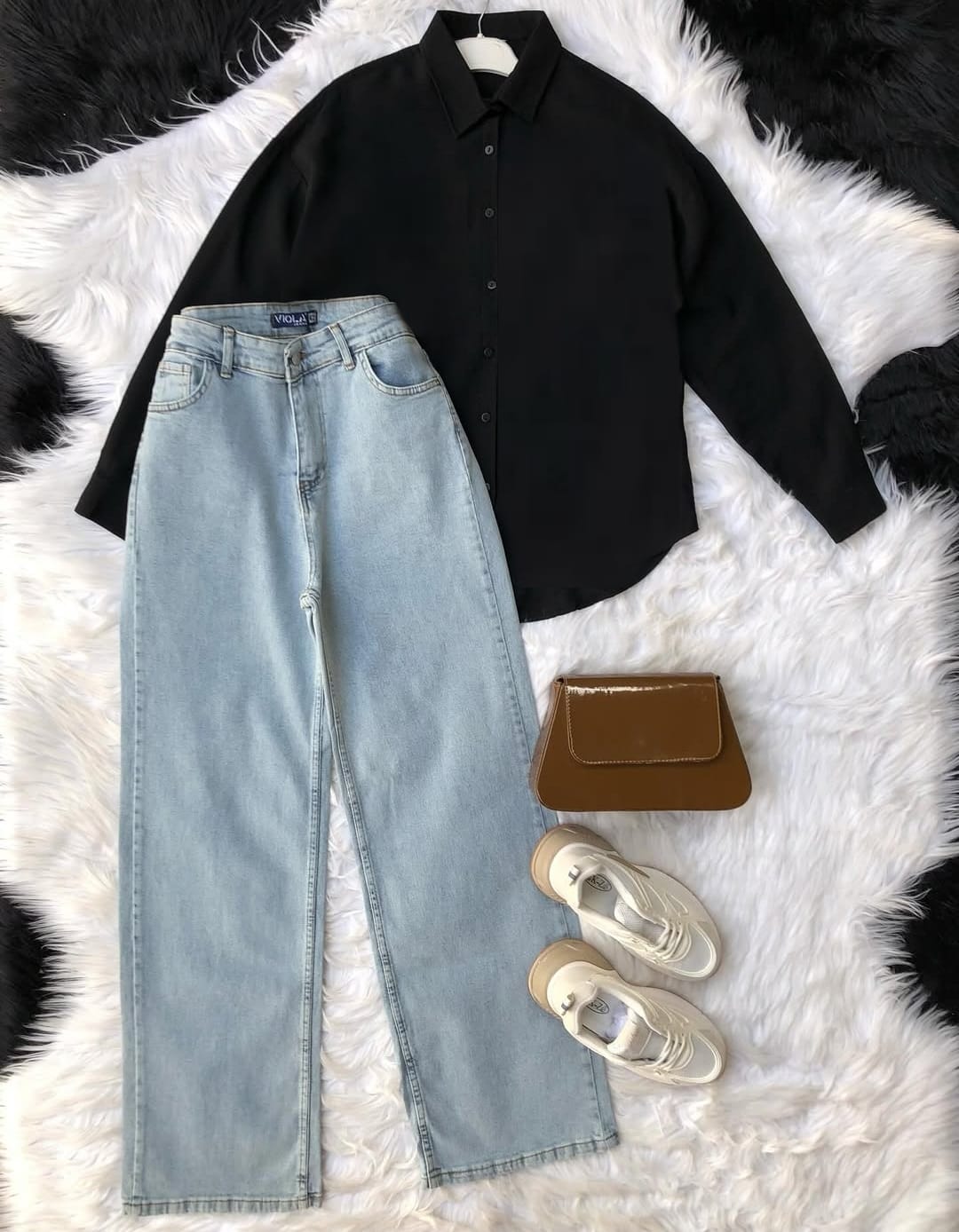 Button down With Wide Leg Jeans