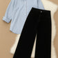 Striped Button Down Shirt With Wide Leg Jeans