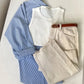 Striped Button Down Shirt With Wide Leg Jeans