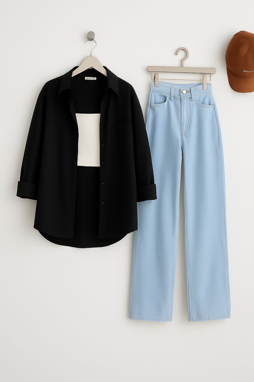 SHIRT WITH WIDE LEG JEANS