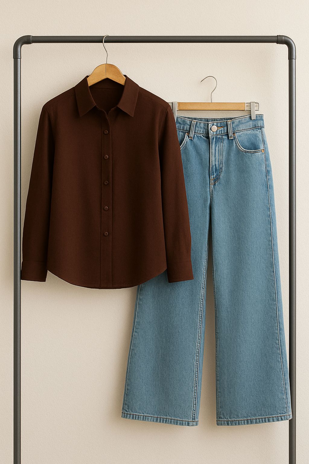 BUTTON DOWN SHIRT AND JEANS