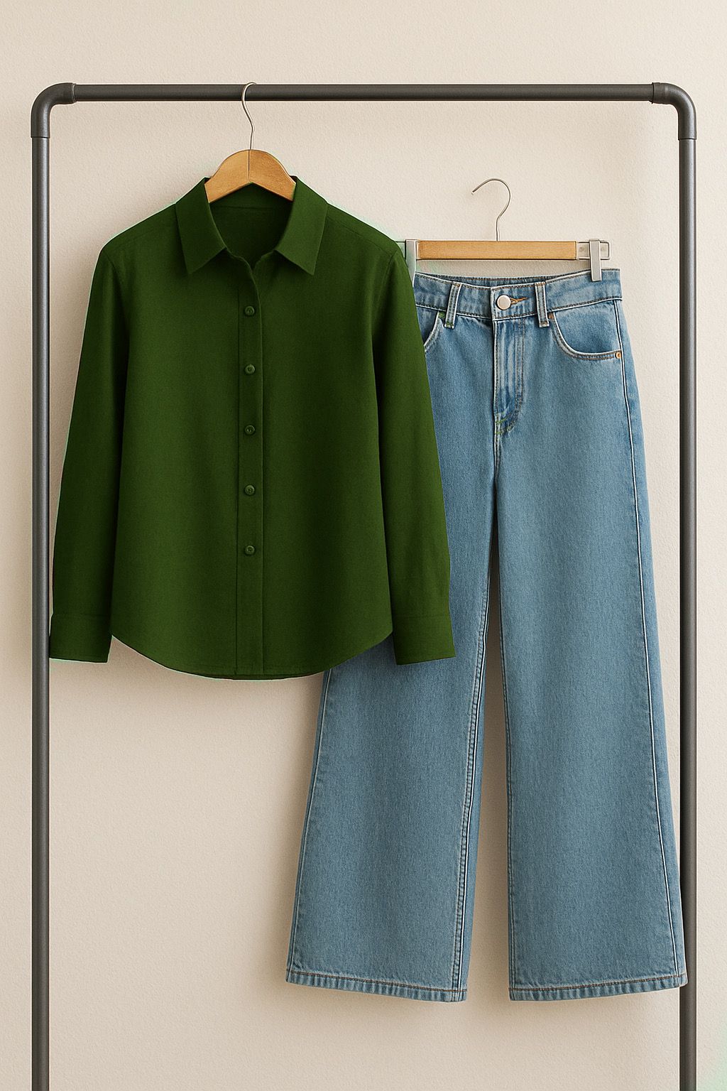 BUTTON DOWN SHIRT AND JEANS