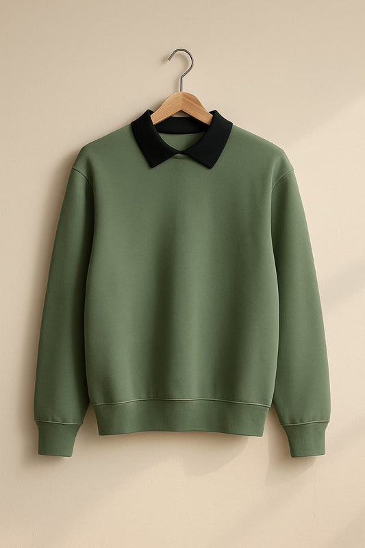 Classic Black Collar Sweatshirt