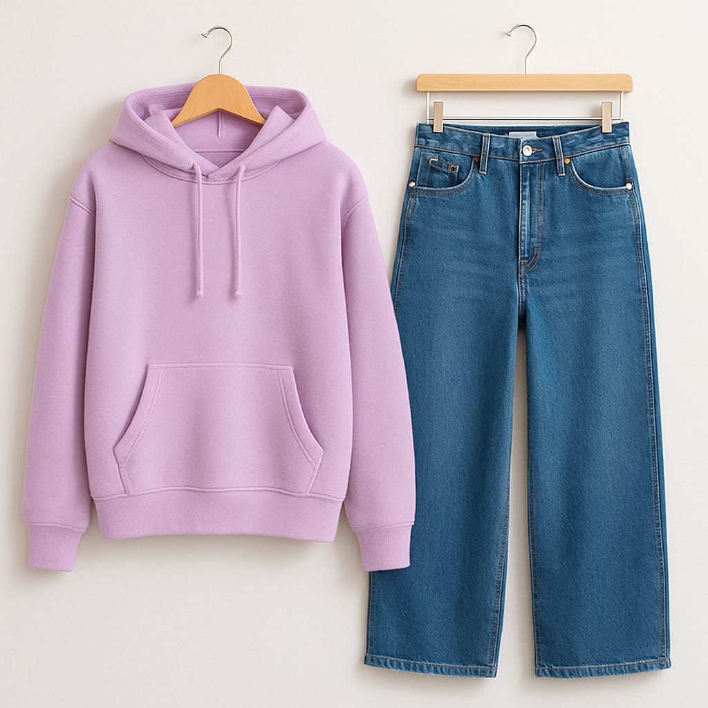 Hoodie with Mid Blue Jeans