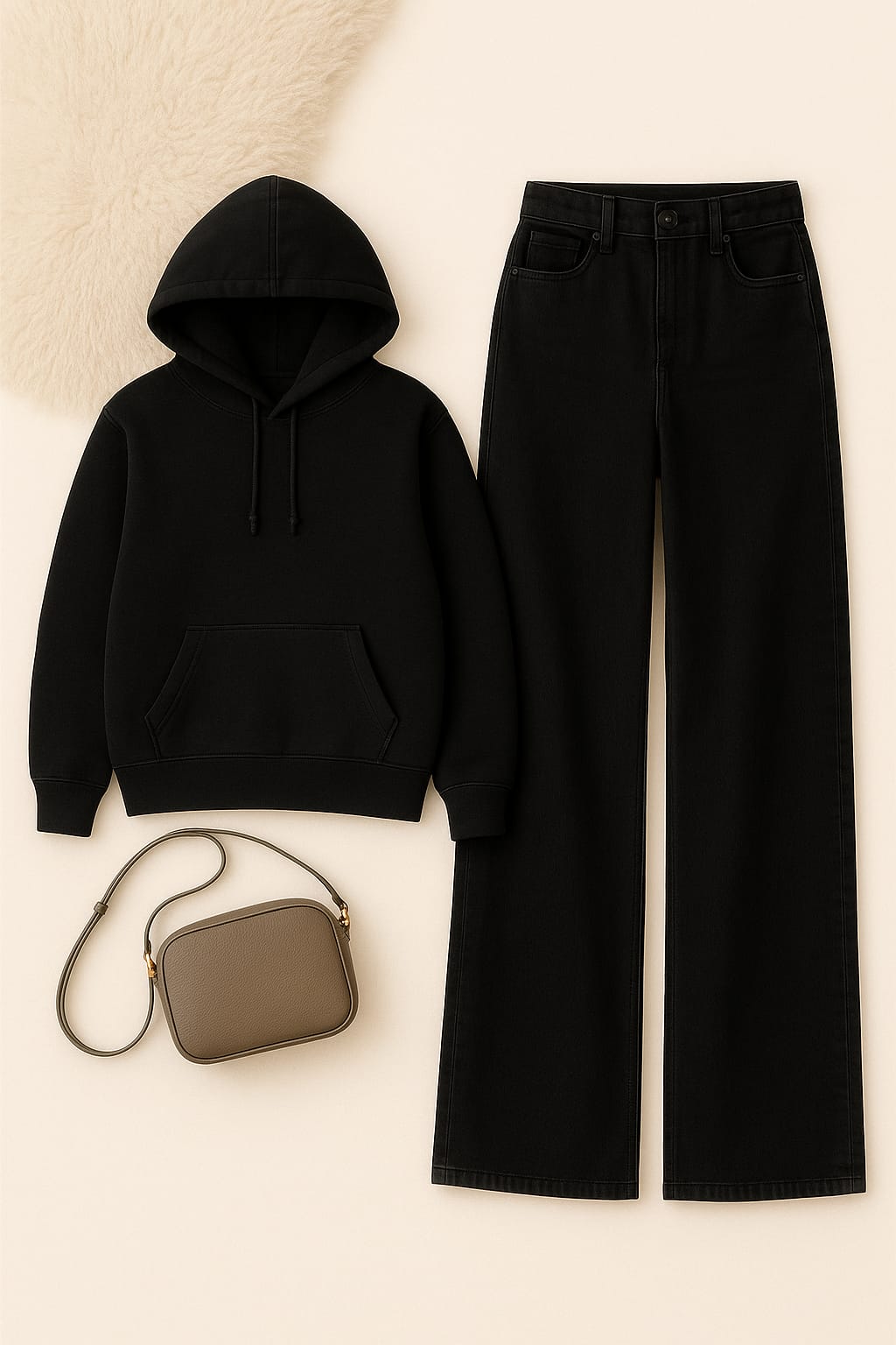 Hoodie With Black Wide Leg Jeans