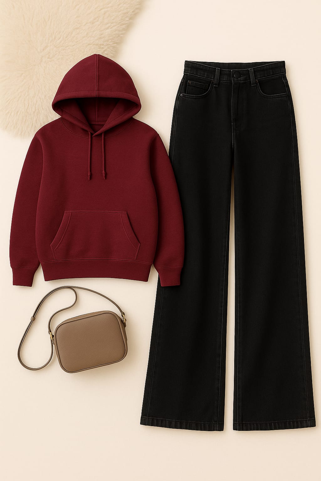 Hoodie With Black Wide Leg Jeans