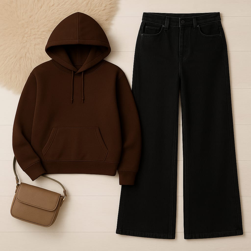 Hoodie With Black Wide Leg Jeans