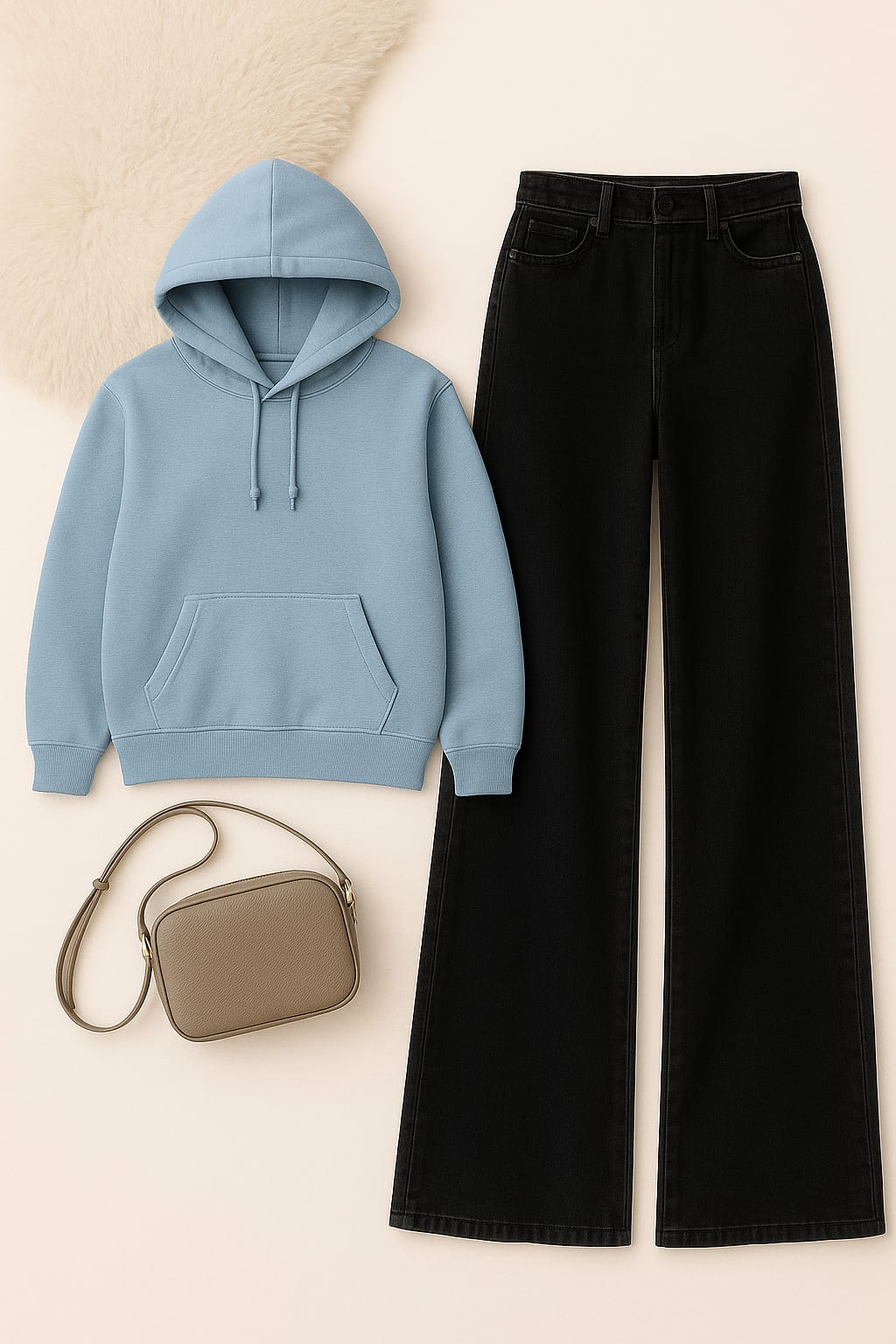 Hoodie With Black Wide Leg Jeans
