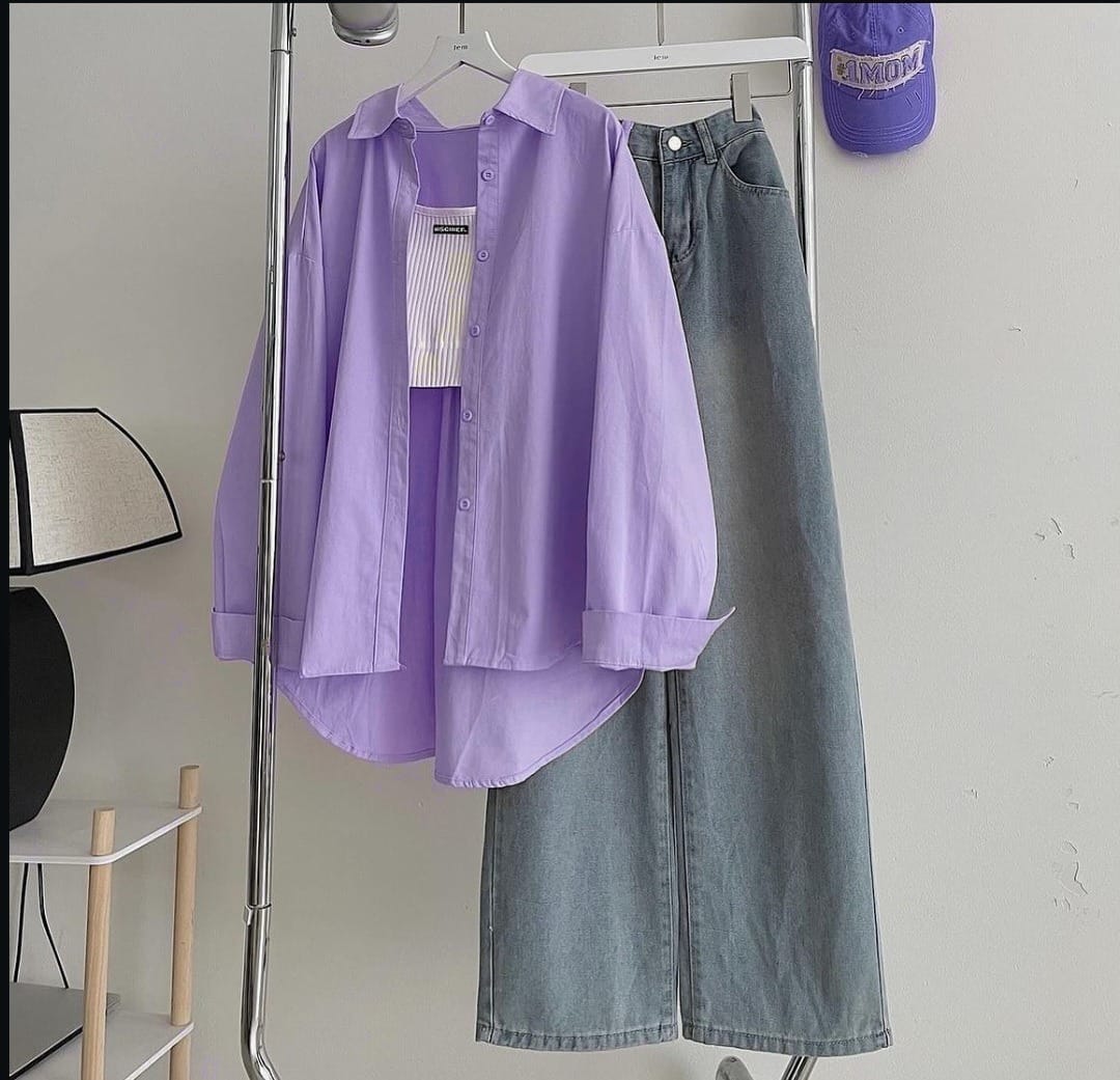 BUTTON DOWN SHIRT WITH WIDE LEG JEANS