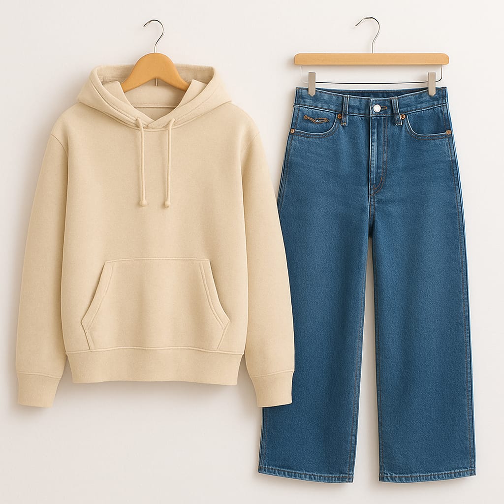 Hoodie With Mid Blue Jeans