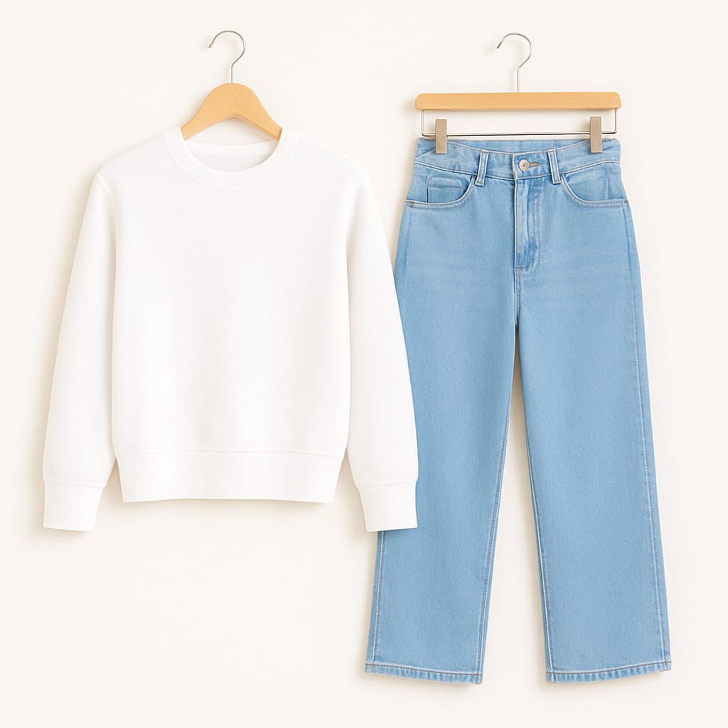 Sweatshirt With Ice Blue Wide Leg Jeans