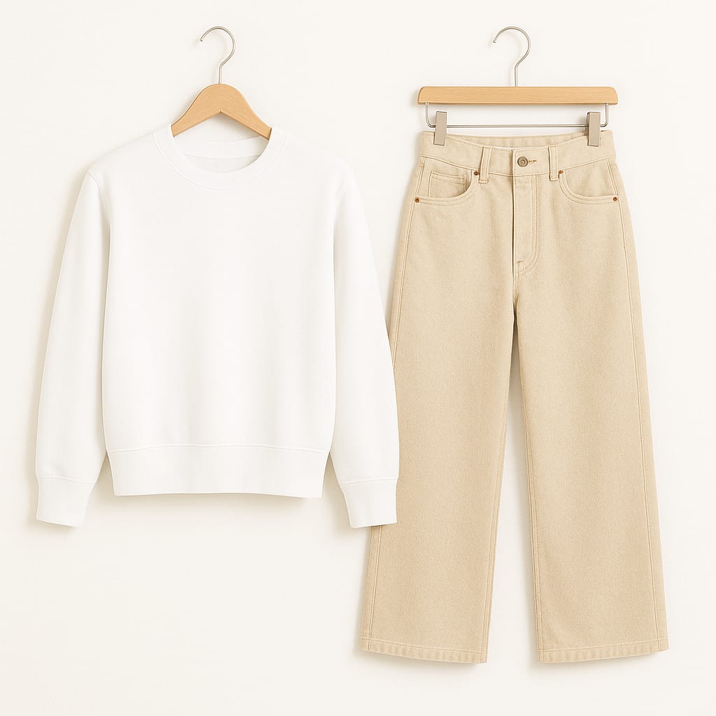 Sweatshirt With Beige Wide Leg Jeans